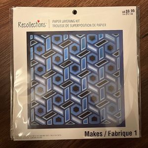 Paper layering kit - blue geometric design